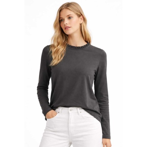 Maglia con rouches sul collo GRIGIO SCURO