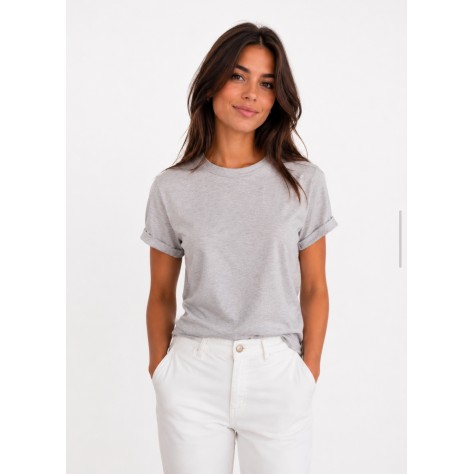 T-shirt risvoltino e spacchetto GRIGIA MELANGE