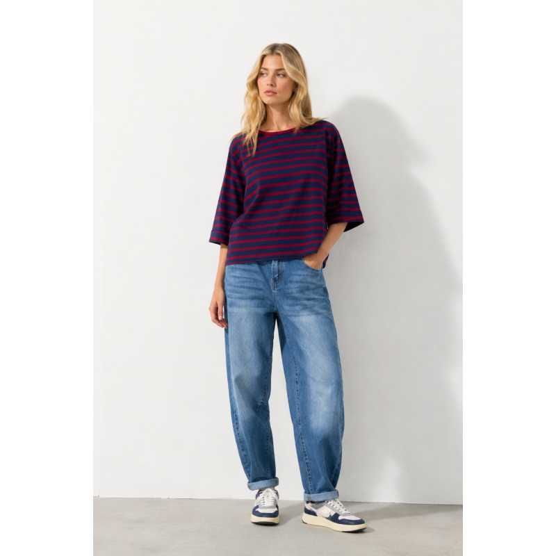 Maglietta righe svasata BLU/ROSSA