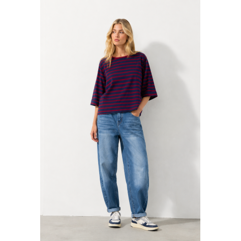 Maglietta righe svasata BLU/ROSSA