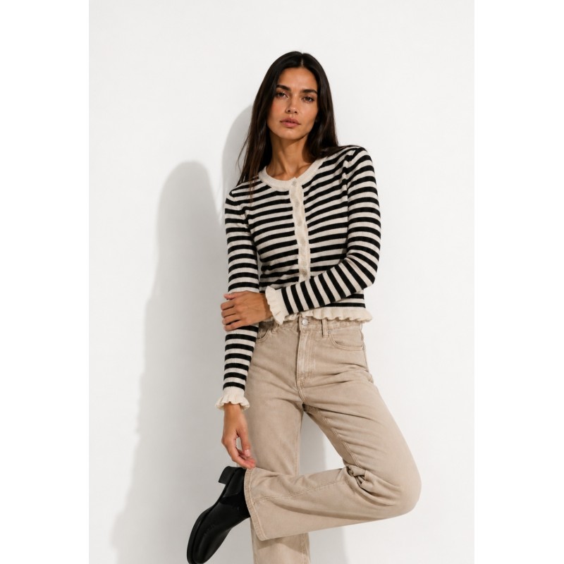 Cardigan con rouches PANNA/BEIGE