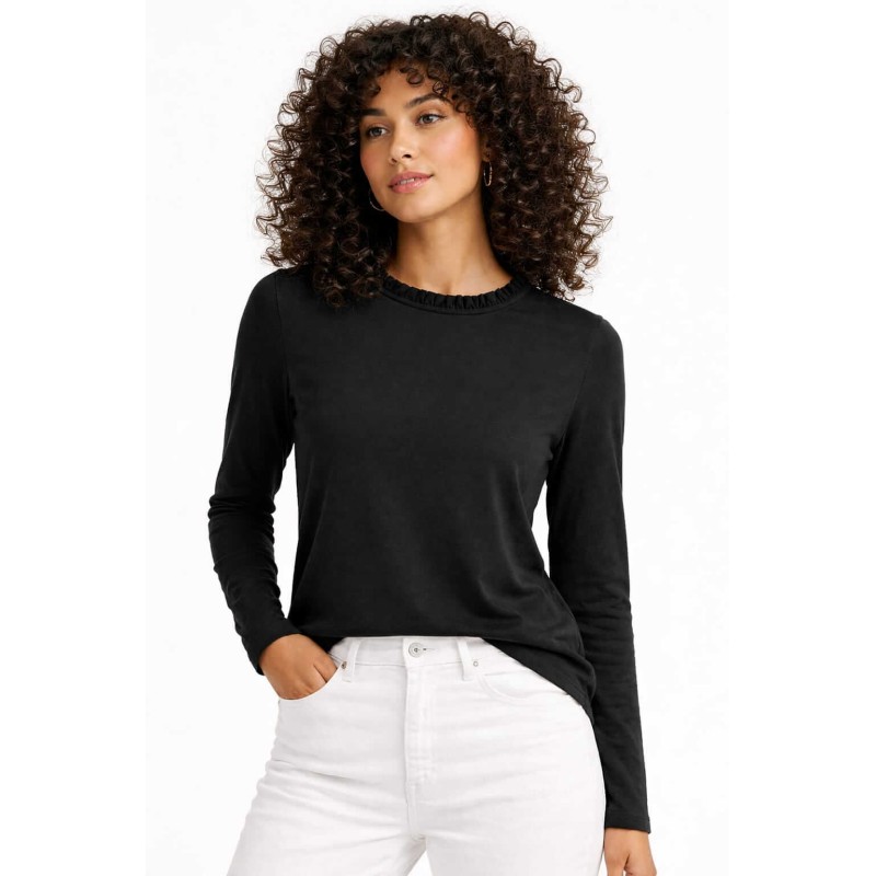 Maglia con rouches sul collo NERA
