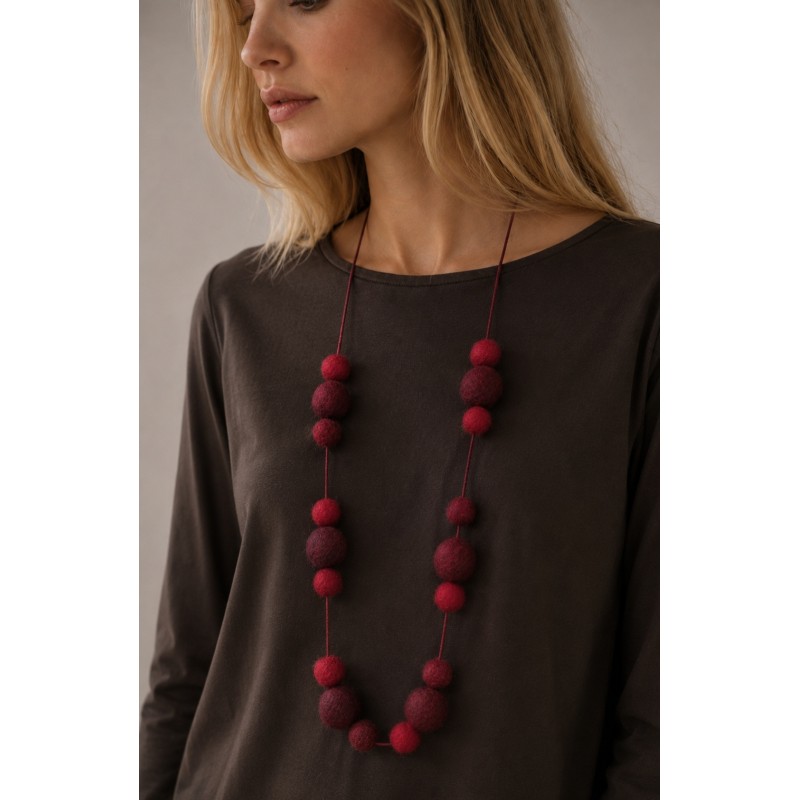 Collana palline lana ROSSA