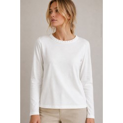 Maglia con rouches sul collo BIANCA