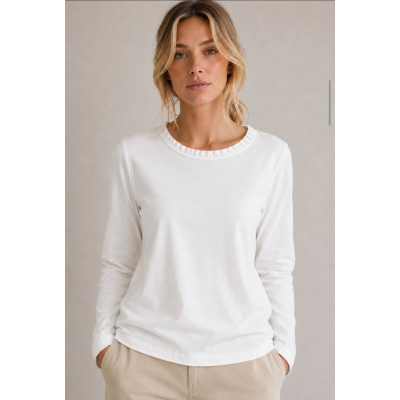 Maglia con rouches sul collo BIANCA