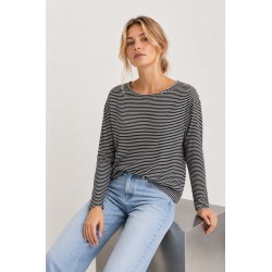 Maglia a righe girocollo NERA